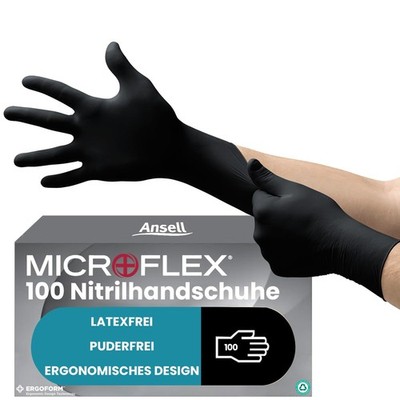 Ansell MicroFlex 93-852 Nitrilhandschuhe Schwarz Puderfrei Chemikalienschutz