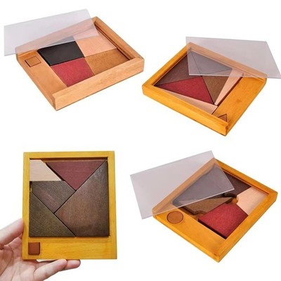 Wooden Brain Teaser Tangram Puzzle IQ Intellectual Game 12.5x14.5cm / 5x5.7''