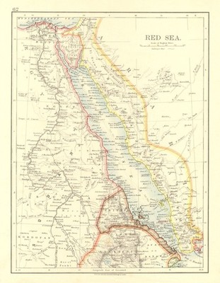 RED SEA. Ägypten Eritrea Hedjaz Asir Jemen. Niltal. Sinai.  JOHNSTON 1906 Karte