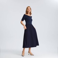 Women Raglan Short Sleeve Twofer Midi A-Line Dress - A New Day
