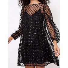 Loft Plus Shimmer Dot Tiered Swing Dress sz 16