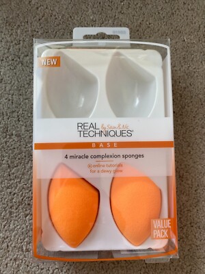 NEW 2 X Real Techniques Miracle Complexion Sponges  Base Makeup Blender Sponge