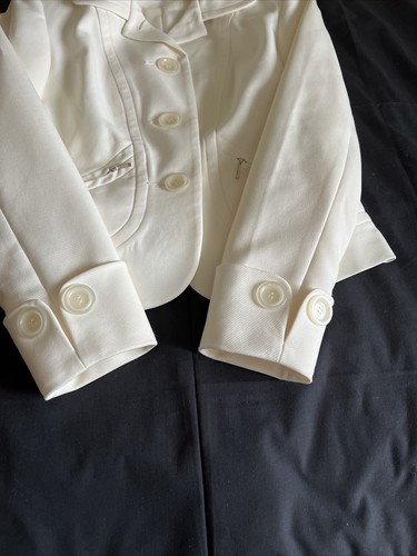 Newport News Women's 4 Cream Long Sleeve Lined Button Crop Blazer/Jacket - Picture 5 of 10