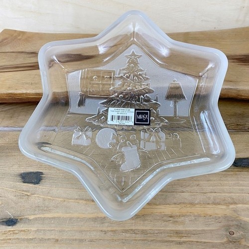 Mikasa Christmas Dish Germany NWT Glass Star Frosted Candy - Picture 2 of 4