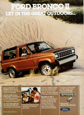 1984 Print Ad Ford Bronco II Let In The Great Outdoors Driving Sand Dog Couple