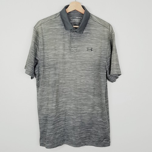 UNDER ARMOUR GOLF Mens Size M Ombre Gradient Grey Performance Polo Shirt