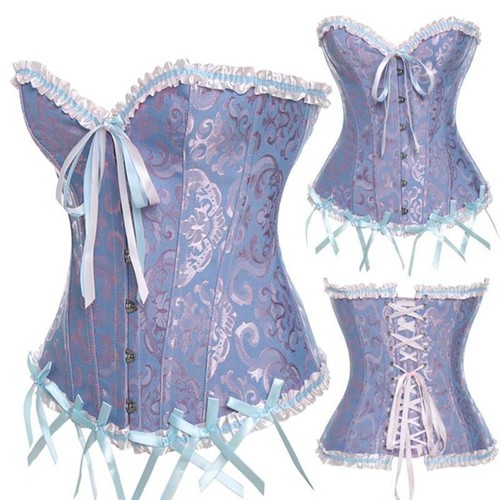 Women Sexy Lace Up Bustier Corset Top Burlesque Lingerie Waist Cincher Plus size - Picture 36 of 92