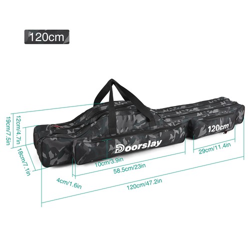Doorslay 3 Layers Fishing Pole Bag Portable Folding Fishing Rod for Fishing Q2R7 - Picture 3 of 12