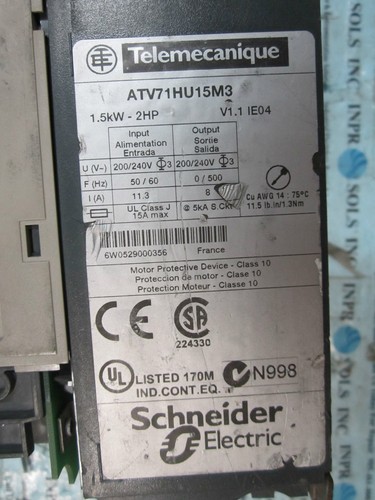 Telemecanique ATV71HU15M3 AC Drive 1.5kW/2HP 200/240VAC V1.1 IE15 *Tested* - Picture 5 of 5