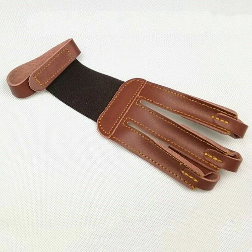 Archery 3 Fingers Guard Shoot Gloves Mittens Faux PU Leather Hunting Protect - Picture 3 of 7