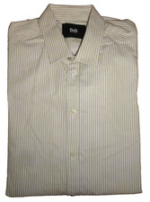 Dolce & Gabbana Dress Shirt ~ Men’s 17/43 ~ Tan Stripe ~ made in Italy