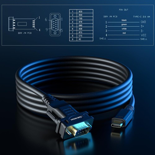 USB Type C to RS232 DB9 Serial Port Adapter Cable FTDI Chipset Supports - Picture 5 of 9