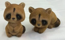Set of 2 Josef Originals Mini Flocked Woodland Racoons