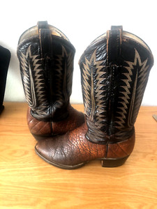 Tony Lama Vintage 2166 Western Black Elephant Print Leather Cowboy Boots Mens 8D Tony lama elephant - Gem main image 4