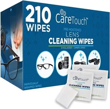 Care Touch Lens Cleaning Wipes for Eyeglasses, Pack of 210 - Eyeglass Wipes