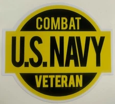 COMBAT U.S. NAVY VETERAN STICKER YELLOW/BLACK WATERPROOF NEW D17