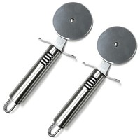 2X Pizzaschneider Ø 7 Cm Pizzaroller Edelstahl Pizzacutter Pizzarad Pizzamesser