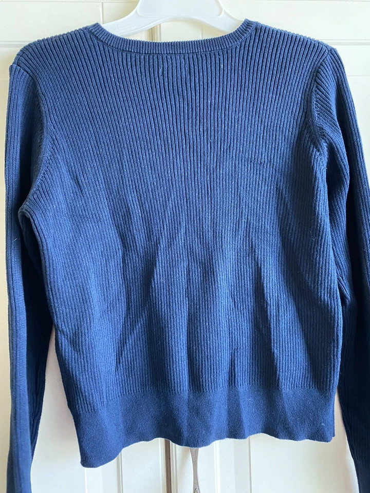 Suéter Gymboree Niñas 14 Azul Acanalado Algodón Cárdigan Uniforme Nuevo Foto 4 de 4