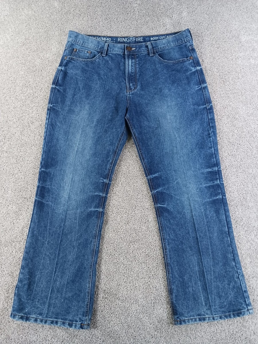 Ring Of Fire Mens Denim Jeans 38x30 Blue Bootcut Judah Ave Cotton