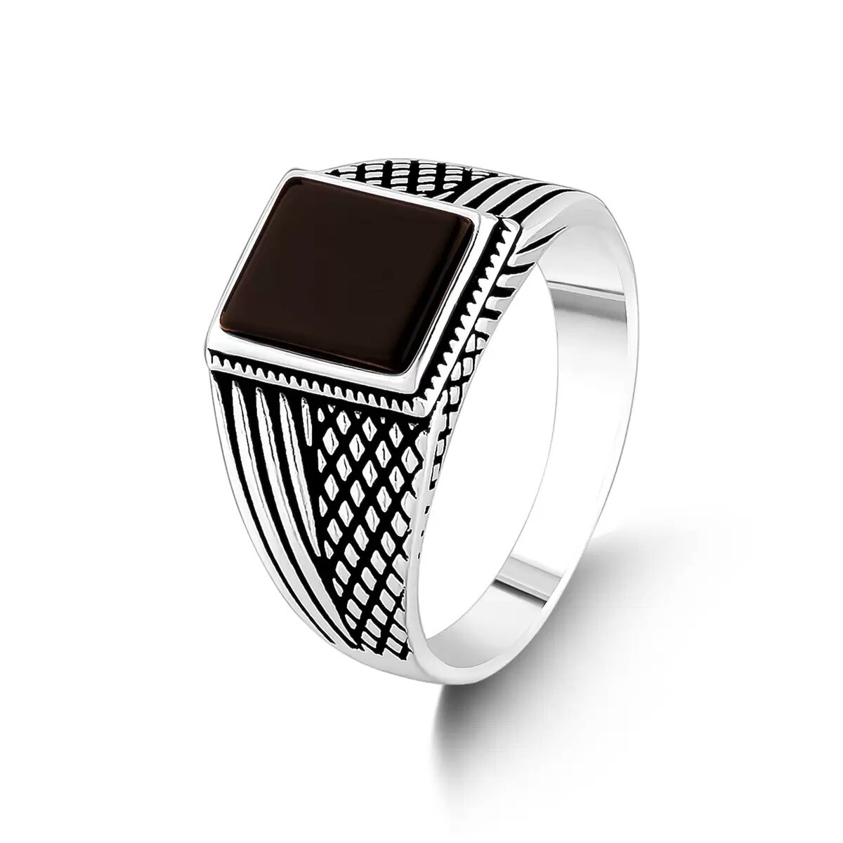 アクセサリー Vintage Silver Square Onxy Ring 925 s-l400.jpg