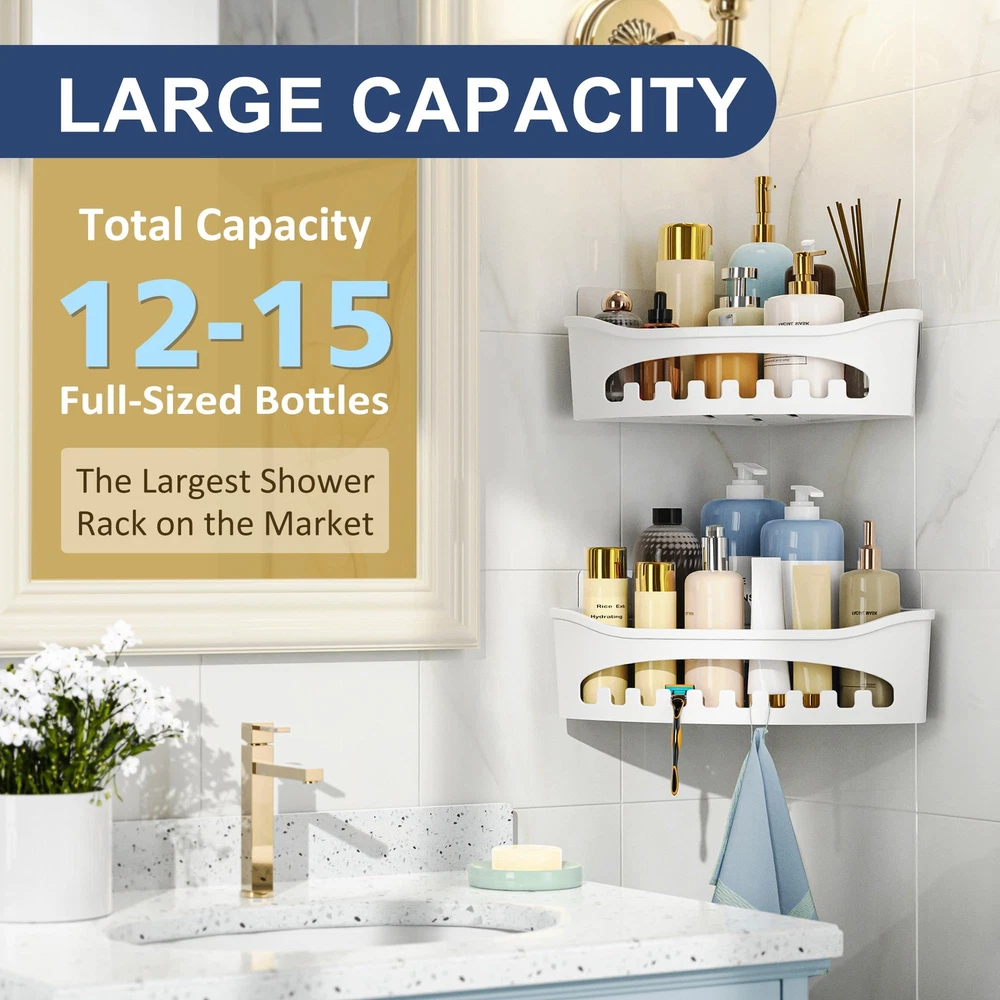 Space-Saving 2-Pack Corner Shower Caddy Organizer for Bathroom Storage