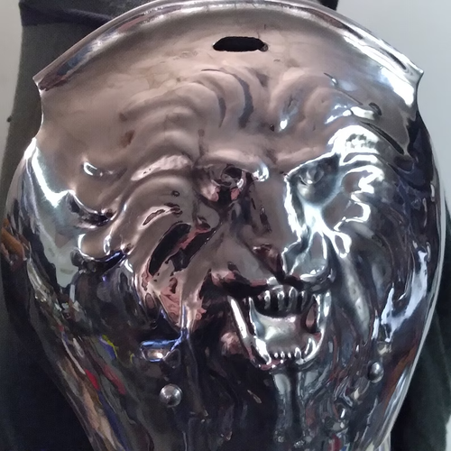 Hand Forged SCA Lion Head Shoulder spaulder pauldron gladiator armour - Picture 2 of 6
