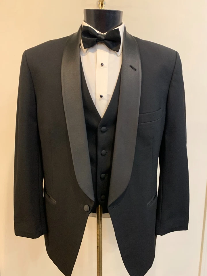 Black One Button Shawl Lapel Tuxedo Jacket with Pant Option - Multiple sizes - Image 4 of 4