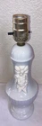 Vtg Pale  Blue Glass Lamp With Floral Design.  Kk16