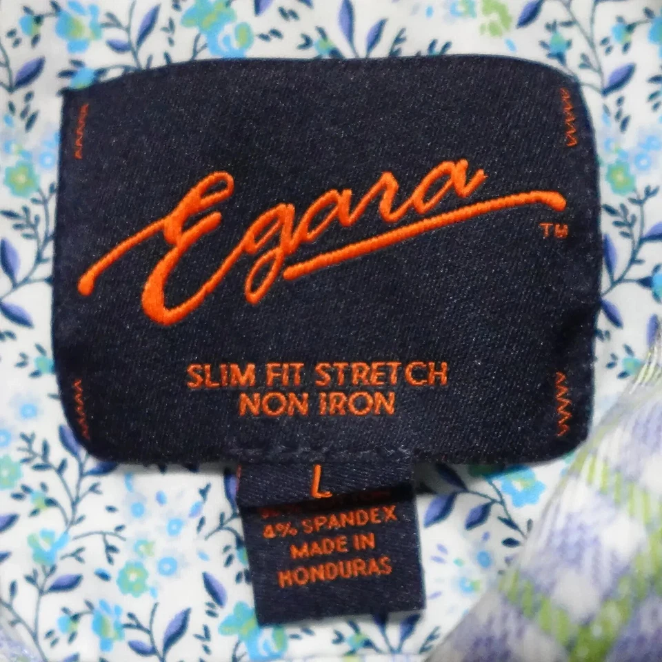 Vestido Egara Slim Camisa Elástica Masculina Grande Multicolorida Xadrez Botão Para Cima Sem Ferro - Imagem 2 de 4