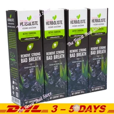 4 x 150g Twin Lotus Active Charcoal Thai Herbal Herbaliste Toothpaste Oral Care