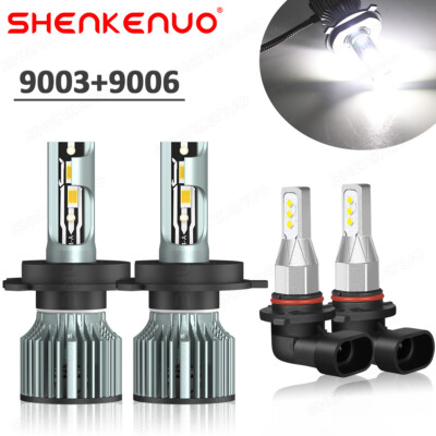 H4 Headlight High/Low Beam + 9006 Fog Light LED Bulbs For Pontiac Vibe 2003-2008