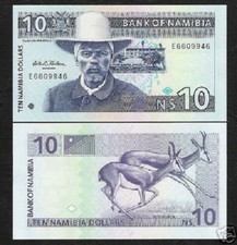 NAMIBIA 10 DOLLARS 1993 P-1 x 100 Pcs Lot RARE BUNDLE UNC SPRINGBOK 1st BANKNOTE