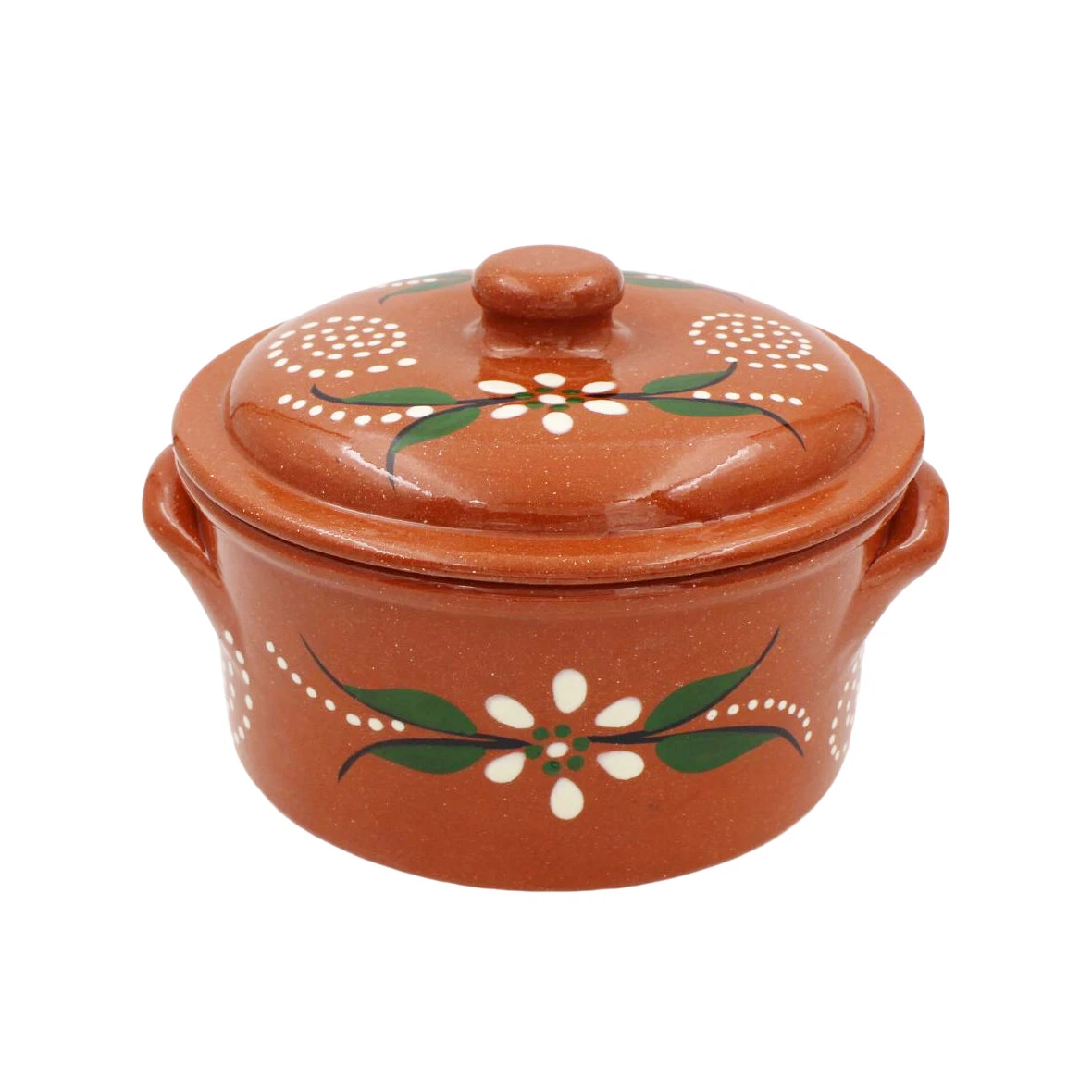 João Vale Handpainted Portuguese Traditional Terracotta Cooking Pot with Lid