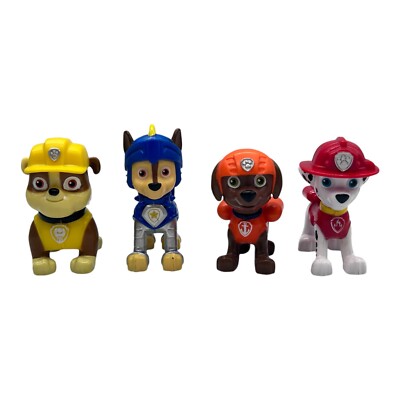 Lot of 4 Paw Patrol Action Figures Marshall Chase Zuma Rumble Cake Toppers 2.5''