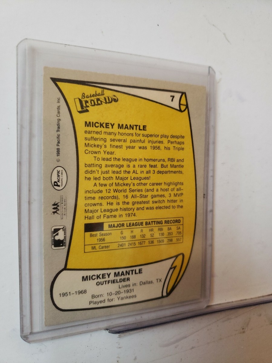 1988 Pacific Legends New York Yankees Baseball Card #7 Mickey