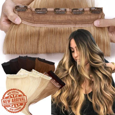 One Piece Clip in 100% Real Remy Human Hair Weft Extensions 3/4 Full Head
