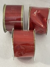 NEW Red Holiday Wire Edged Christmas Ribbon 3 Rolls 9 Ft Each 27ft 2 Patterns 