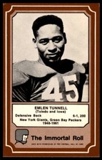 1975 FLEER FOOTBALL CARDS IMMORTAL ROLL EMLEN TUNNELL NEW YORK GIANTS #44A