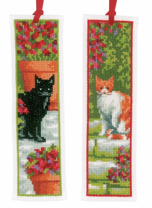 Vervaco Cats Counted Cross Stitch Bookmark Kit - set of 2 designs