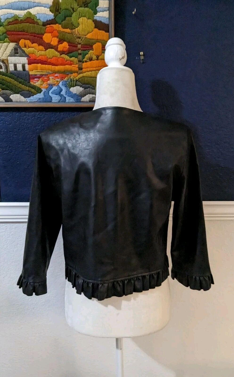 Do+Be Zip Polyurethane Ruffle Accent Jacket Faux … - image 6