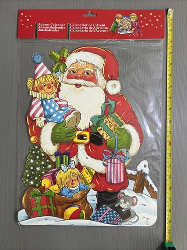 Vintage 1970/80’s Advent Calendar Father Christmas Die cut Made In Denmark NOS - Picture 8 of 9