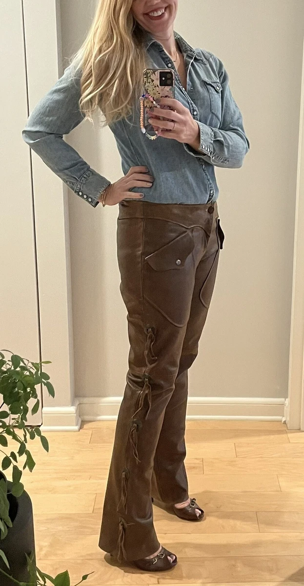 NWT Rare Polo Ralph Lauren Western Outlaw Fringe Concho Leather Pants Vintage