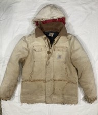 VTG Carhartt Jacket Canvas Worn Grunge Zombie Distressed Destroyed Thrashed Hood