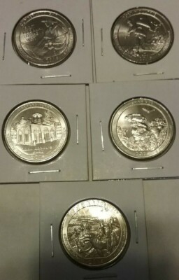 2016 All Five S America the Beautiful Quarters -  BU - 5 Coins - Uncirculated