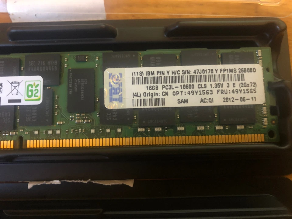 samsung Planet First IBM 32gb Total (2x16GB stick) PC3L-10600CL9 ECC DDR3 Memory - Image 3 of 3