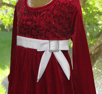 slim fit dress slacks Red Beaded Satin Princess Dress with Long Sleeves for Girls | Red / 2-3 Years (100cm)