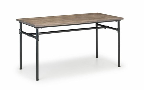 Solid Elm Top & Pipework Metal Design Dining Table & 2 Chairs + 1 Bench CARUSO - Picture 3 of 12