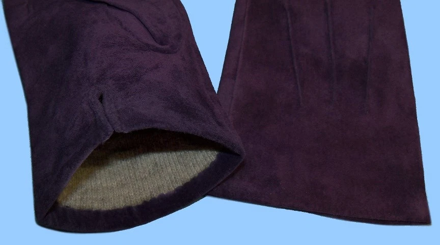 NUEVOS GUANTES DE CUERO DE GAMUZA PÚRPURA GENUINO PARA HOMBRE con FORRO DE CACHEMIRA - ALTA CALIDAD Foto 2 de 3