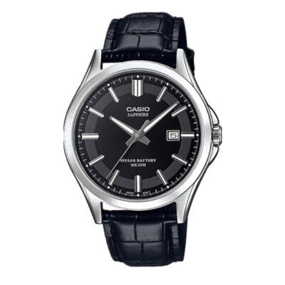 Casio MTS100L-1A Men's Standard Analog Black Leather Strap Watch