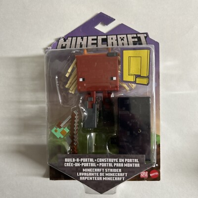 Minecraft Build-A-Portal Action Figure Nether Strider With Fungus Rod -Brand New